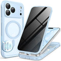 BERFY for iPhone 17 Pro Case, Compatible with MagSafe, Built-in Privacy Screen Protector, Camera Protection, Shockproof Full Body Phone Case 6.3", Translucent Light Blue