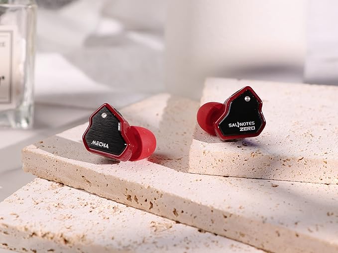 Linsoul 7Hz Salnotes Zero HiFi 10mm Dynamic Driver in-Ear Earphone IEM with Metal Composite Diaphragm Stainless Steel Faceplate Detachable 2Pin OFC Cable (Red, with Mic, Type C)