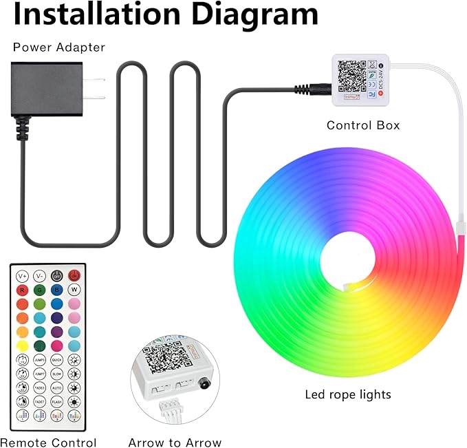 Neon RGB Rope Lights,IP67 Waterproof,Flexible Led Rope Lights,Control with App/Remote,Music Sync,for Gaming Room Living Bedroom Wall Decor (20FT)
