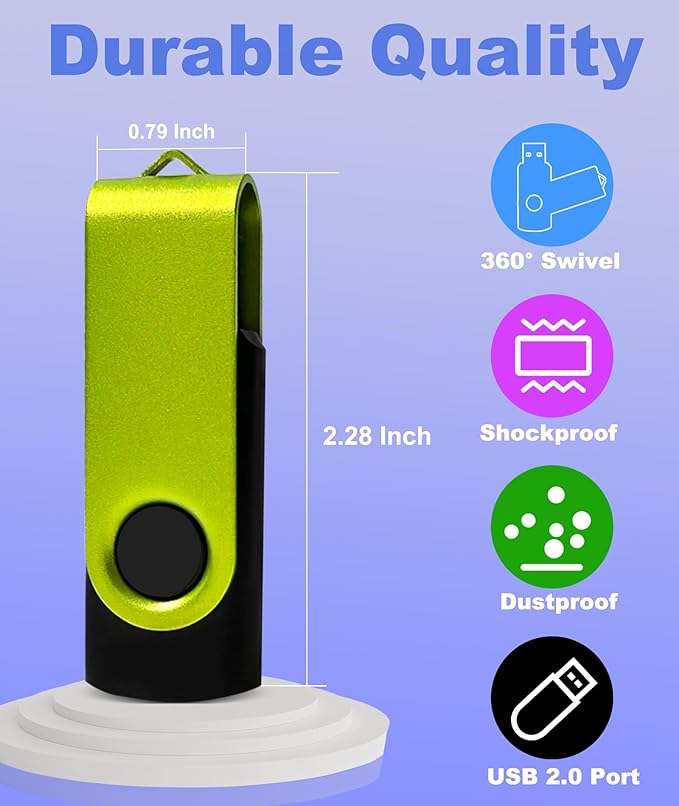 2GB USB Flash Drive 20 Pack, Nicepicten USB 2.0 Thumb Drives Zip Drive USB 2GB Memory Stick Swivel Pendrive Jump Drives Multipack with 20PCS Lanyard for Events Office (Colorful 20Pack 2 GB)
