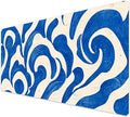 French KOKO Desk Mat, Large Desk Pad Large Mouse Pad Cute Desk Accessories Home Office Essentials XL Desk Mat Desk Pad Keyboard Mouse Desk Pads Computer Cute Women Girls (Blue Waves, 36" x 16.5")