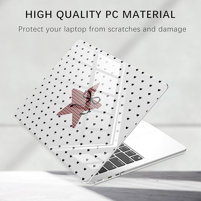 Compatible with MacBook Pro 14 inch Case M5 M4 M3 M2 M1 Pro/Max 2026-2021 A3427 A3426 A3434 A3112 A3185 A3401 A2918 A2992 A2779 A2442, Cute Love Heart Star Bow Hard Shell Clear Cover