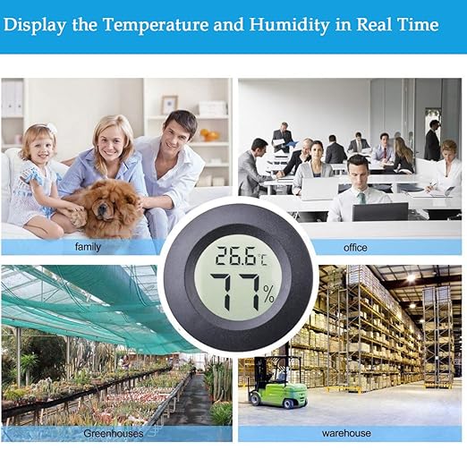 4pcs Mini Hygrometer Thermometer Indoor Outdoor Round Humidity Meter Temperature Gauge Humidity Sensor Fahrenheit Switchable Celsius Monitor for Humidor Reptile Jars 3D Printer