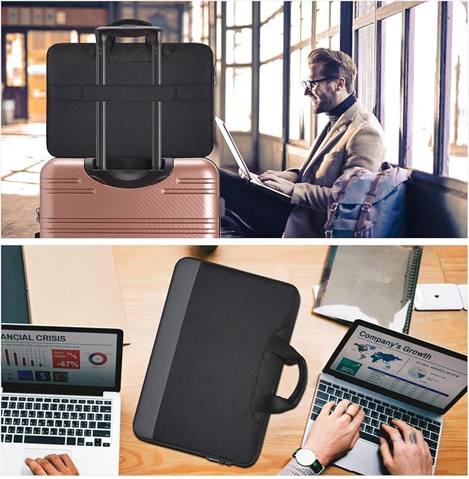 14 15 Inch Waterproof Laptop Sleeve Men Women TSA Briefcase for MacBook Pro 14 M5/M4/M3/M2/M1, Macbook Air 15 M5/M4/M3, Dell Inspiron 14/XPS 15, Lenovo Acer HP ASUS Chromebook 14 Carring Case, Black