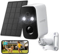 Solar Security Cameras Wireless Outdoor, WiFi Cameras for Home Security, Motion Detection, Instant Phone Notifications, Free Cloud Storage(Need Apply)/SD Storage, 2K Color Night Vision, IP66