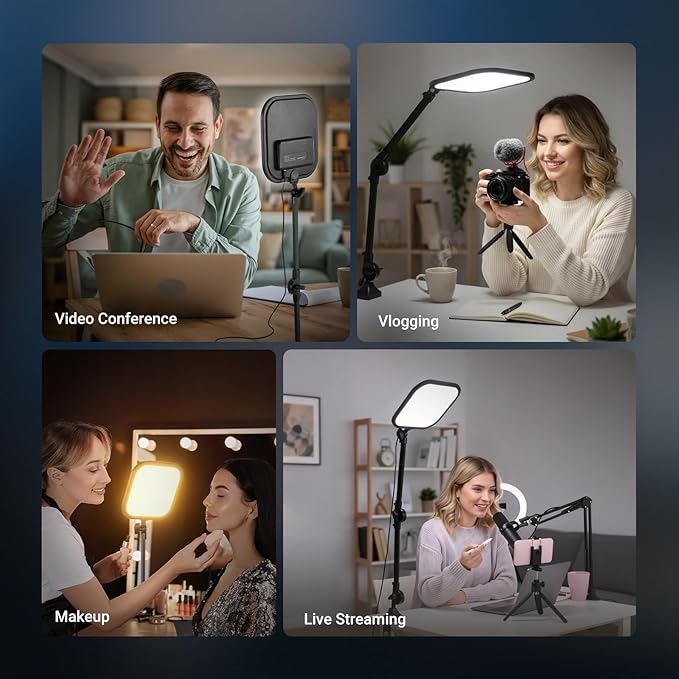 NEEWER Basics 10.8" Video Conference Lighting with Desk Clamp Stand, 15W Bi Color Edge Lit Full Screen Dimmable Streaming Light CRI95+ for Video Recording Computer Laptop Webcam Zoom Calls, L220