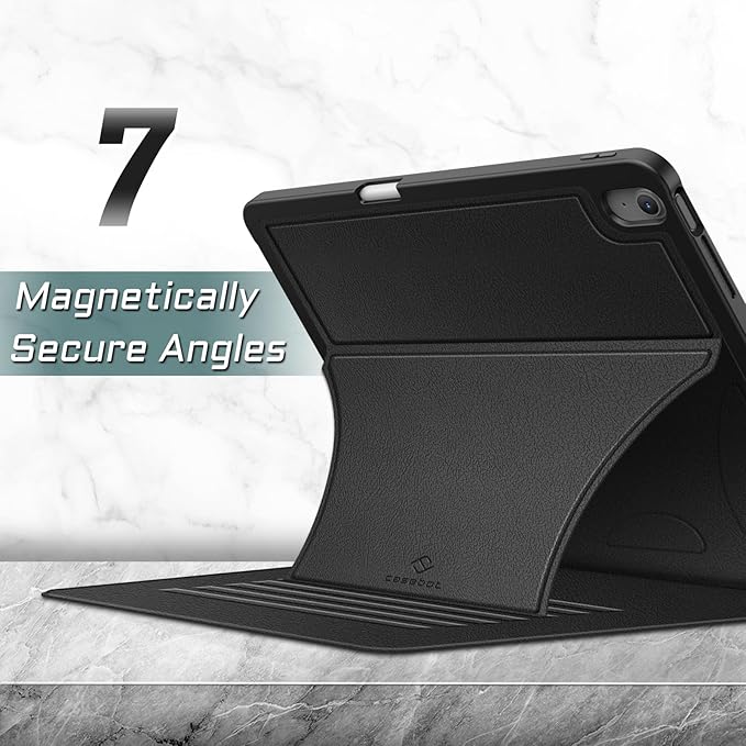 Fintie Magnetic Stand Case for iPad Air 13-inch M4/M3/M2 (2026/2025/2024) - Multiple Angles Shockproof Rugged Soft TPU Cover with Pencil Holder, Auto Sleep/Wake, Black