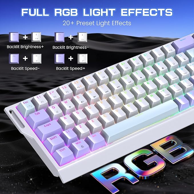 MAGIC-REFINER X68 HE Wired 60% Hall Effect Rapid Trigger Mechanical RGB Gaming Keyboard with 8K Polling,0.04mm RT Accuracy,Magnetic Switch,Adjustable Actuation,Snap Tap for PC Mac Esport Gamer (White)