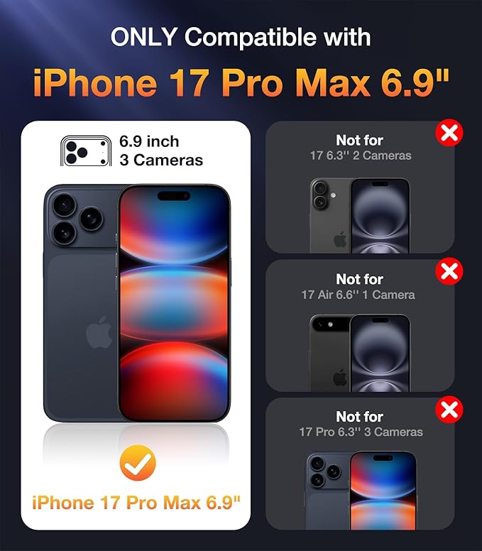 Diaclara Magnetic Designed for iPhone 17 Pro Max Case Full Body Bumper,[Compatible with MagSafe] Military Drop Proof Cover with Built-in Privacy Screen Protector,Black