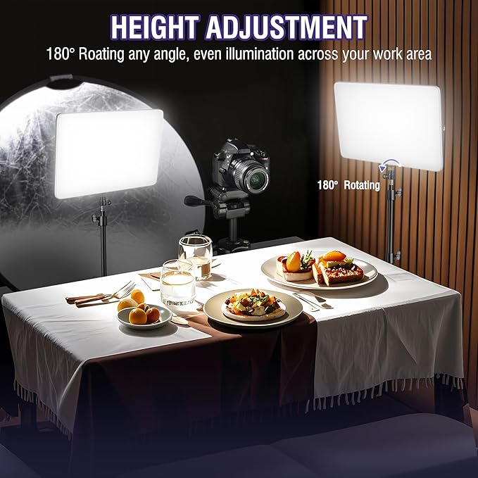 LED Video Light Kit with Adjustable Tripod Stand 63'', 2500K-8500K Dimmable Photography Lighting Continuous Studio Light for Game Streaming, YouTube