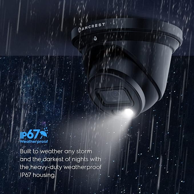Amcrest 4K Night Color AI Turret IP PoE Camera 49ft Full Color Nightvision, Security IP Camera, Built-in Microphone, Human Detection, Perimeter Protection, 129° FOV, 4K@15fps IP8M-2779EB-AI (Black)
