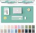 YSAGi Leather Desk Protector, Office Mat, Large Mouse Mat, Non-Slip PU Leather Blotter, Laptop Desk Pad, Waterproof Writing Pad for Office and Home (Green-Blue, 47.2" x 23.6")