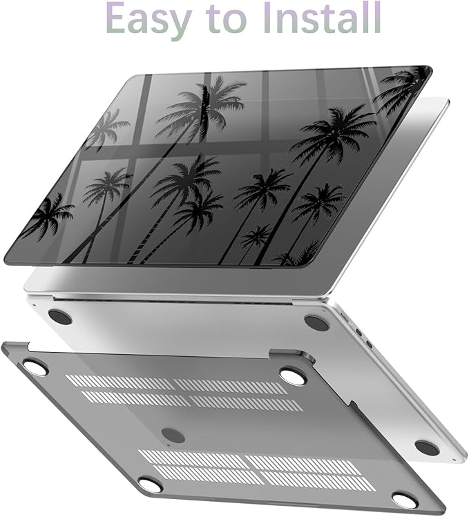 Compatible with MacBook Pro 14 inch Case M5 M4 M3 M2 M1 Pro/Max 2026-2021 A3427 A3426 A3434 A3112 A3185 A3401 A2918 A2992 A2779 A2442, Black Palm Tree Hard Shell Clear Black Cover