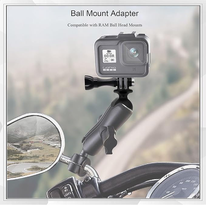 Ball Mount Adapter Compatible Gopro Hero Series/AKASO/SJCAM/DJI/OSMO/Action Camera, Compatible with RAM Ball Head Mounts, Rotating Ball Head Mount with Metal Screws