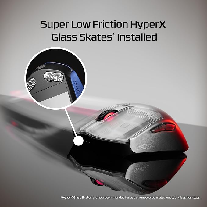 HyperX Pulsefire Haste 2 S – Wireless Gaming Mouse for PC – 64g, Magnesium Alloy Shell, Rechargeable li-ion Battery, 26K Sensor, Dual Wireless, Glass Skates, Navy