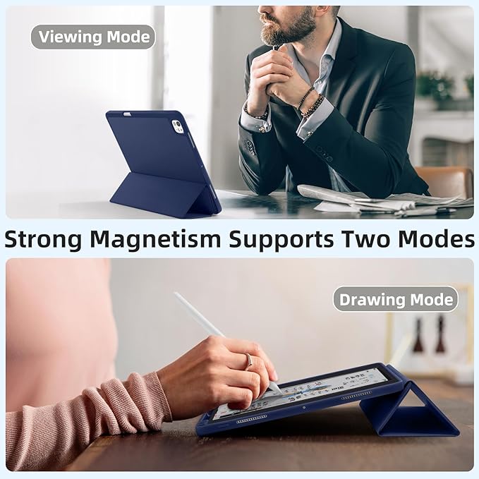 Akkerds Compatible with iPad Pro 13 Inch Case (M5/M4) 2025/2024, for iPad 13 Pro Case with Pencil Holder, Slim Trifold Stand Protective Cover with Soft TPU Back, Auto Wake/Sleep (Navy)