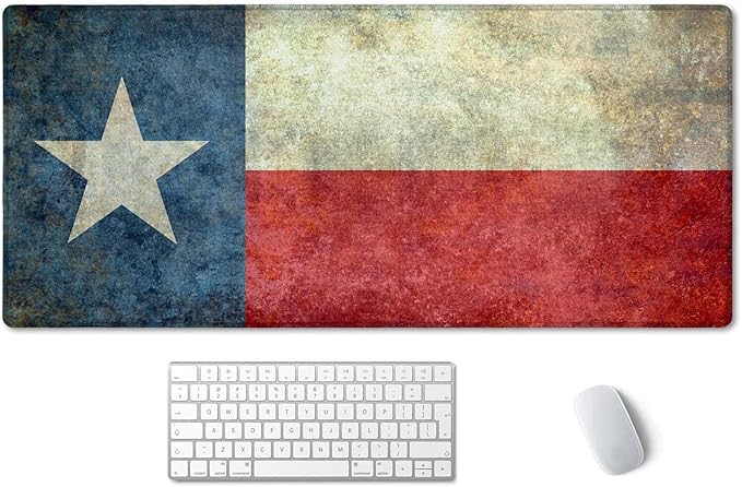 SSOIU Large Mouse Pad, Full Desk XXL Extended Gaming Mouse Pad 35.5" X 15.7", Waterproof Desk Mat Stitched Edges, Non-Slip Laptop Computer Keyboard Mousepad for Office and Home, Texas Grunge Flag