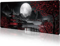 LIMKRIAN Japanese Mouse Pad Large Gaming Desk Mat, Extended Computer Mousepad with Stitched Edges Non-Slip, XL Keyboard Mouse Pad, Aesthetics Full Moon Home Decor Office Desk Accessories 31.5in