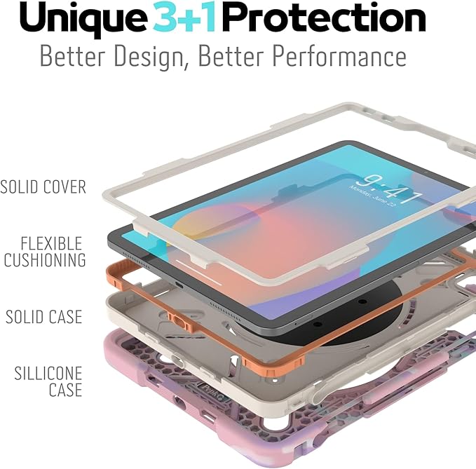 Triple Shockproof Case for iPad Air 5th/4th Generation 10.9 inch 2022/2020 and iPad Pro 11 Case, Kids Boy Girl Cover with Kickstand, Shoulder Strap (M-Pink)