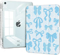 Slim Case for iPad Air 11 Inch M3 (2025)/ M2 (2024), iPad Air 10.9" 5th/4th Generation Case 2022/2020 with Pencil Holder, Trifold Stand Transparent Clear Back Cover, Blue Bows