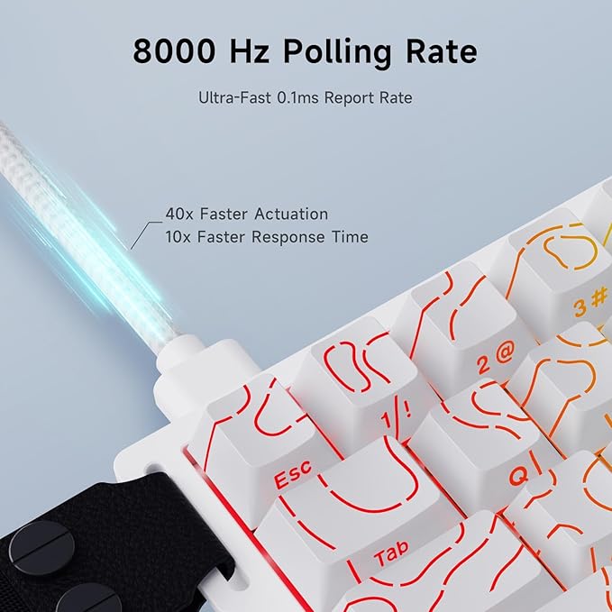 MCHOSE ACE 68 60% Mechanical Gaming Keyboard Wired Rapid Trigger Hall Effect Keyboard Magnetic Switch Adjustable Actuation 8000Hz Polling Rate Custom RGB MAC Laptop(White Topographic TTC Dragon Lord)