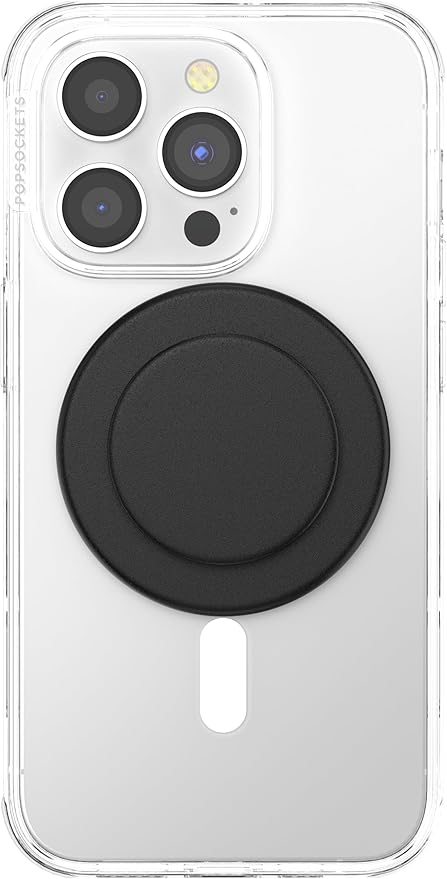 PopSockets Phone Grip for MagSafe with Kickstand, Magnetic Stand, Swappable Top, Secure Hold for iPhone MagSafe Cases, Phone & Tablet Grip - Plant Based - Black