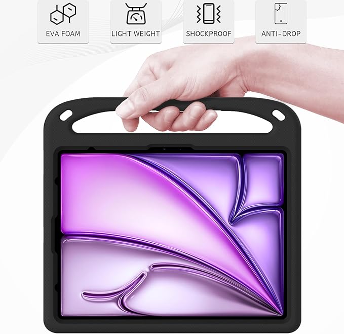 ATOOZ Kids Case for iPad air 13 inch 2024 2025 2026 (M2 M3 M4) / iPad Pro 13 inch (M4 M5), Cover with Shockproof Handle Stand for iPad Pro 13 7th /8th Gen 13" Tablet (Black)