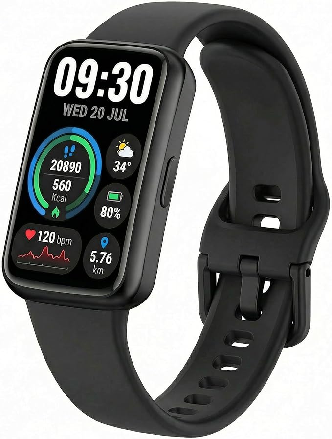 Fitness Tracker for Men & Women with 1.47” HD Display, Heart Rate & SpO2 Tracking, Sleep & Activity Monitor, 100+ Sports Modes, 3ATM Waterproof Smart Band, Works with Android & iOS, Black