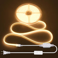 ALITOVE COB LED Strip Light Waterproof IP67 Warm White 3000K 16.4ft AC 110V 120V LED Neon Rope Lights Bright 1440LEDs Flexible LED Strip for Indoor Outdoor Cabinet Shower Bedroom(No Remote Dimmer)