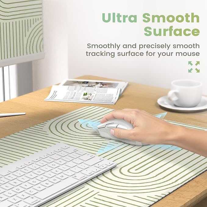 iCasso Green Desk Matt for Desktop, Cute Desk Pad Mat, Large Mouse Pad, Anti-Slip Big Mousepad with Stitched Edges, Keyboard Pad for Computer(Green)