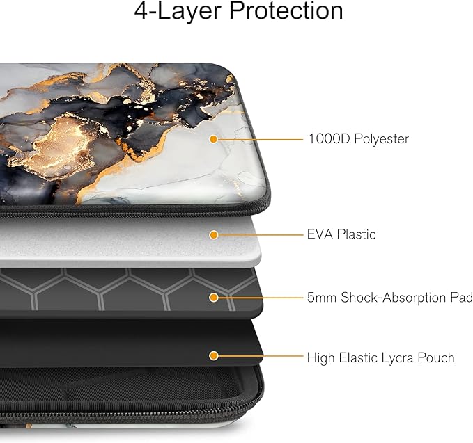 FINPAC Hard Laptop Sleeve Case for MacBook Neo A18 Pro, 13 inch MacBook Air 2026 M5/M4/M3/M2/M1, 14 inch MacBook Pro 2026 M5/M4/M3/M2 Pro/Max, Waterproof Case for Dell, HP, Acer, Cloudy Marble