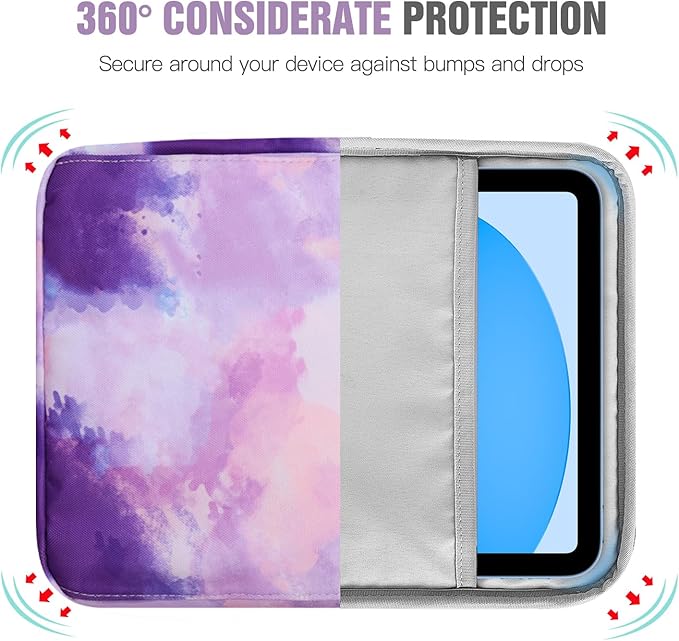 TiMOVO 9-11 Inch Tablet Sleeve Bag with Shoulder Strap for iPad 11-inch A16 2025, iPad 10th Gen. 10.9"/10.2", Galaxy Tab A9+/A11Plus 11", Watercolor Purple