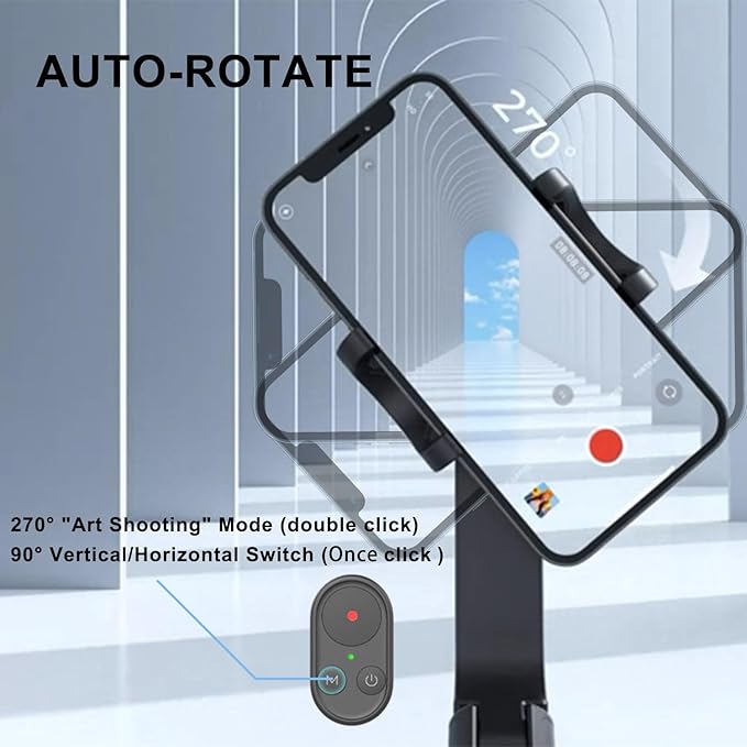 Selfie Stick Gimbal Stabilizer, Gimbled Phone Holder with Wireless Remote Tripod 1-Axis Handheld Smartphone Portable Gimbal for Tiktok Vlog Youtuber Live Video Recording