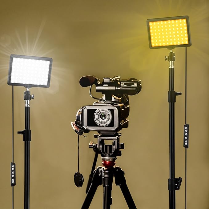 Unicucp 2 Pack LED Video Light, Photography Lighting Kit, 2400-6800K Dimmable Studio Light 97 CRI with Tripod Stand/Color Filters for YouTube/Stream Zoom Call/Vlogging/Video Conference Lighting
