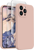 FireNova Designed for iPhone 14 Pro Max Case, Silicone Upgraded [Camera Protection] Case with [2 Screen Protectors], Soft Anti-Scratch Microfiber Lining Inside, 6.7 inch, Pinksand