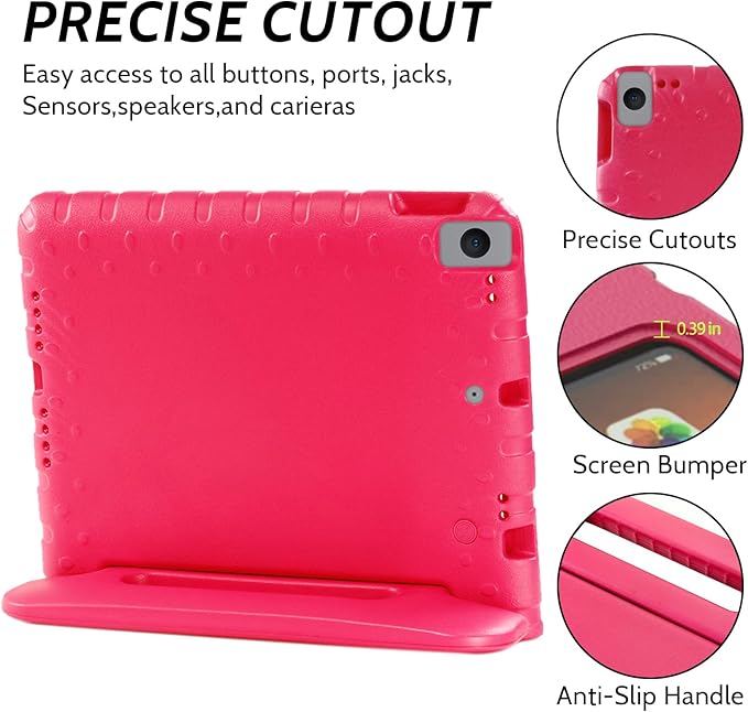 Dteck Kids Case for iPad 10.2 2021/2020/2019 - iPad 9th/8th/7th Generation Case for Kids, Shockproof Rugged Lightweight EVA Handle Stand Child Proof Kids Case for iPad 9/8/7 Generation 10.2 Inch,Rose