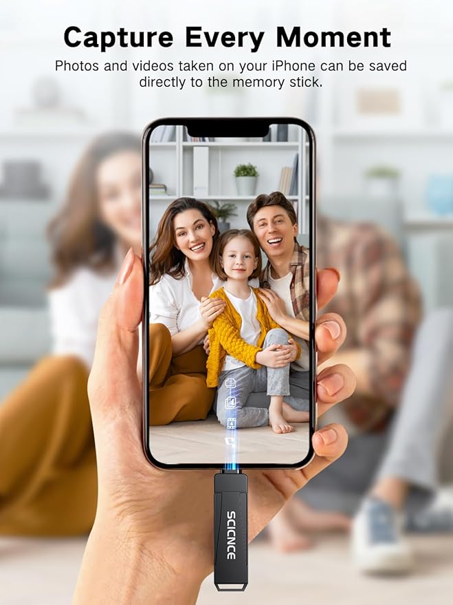 512GB Phone Flash Drive Photo Stick, USB Memory Stick for Photo Video Backup & Storage, No APP Required, Compatible with iPhone iPad Android PC, Space Gray