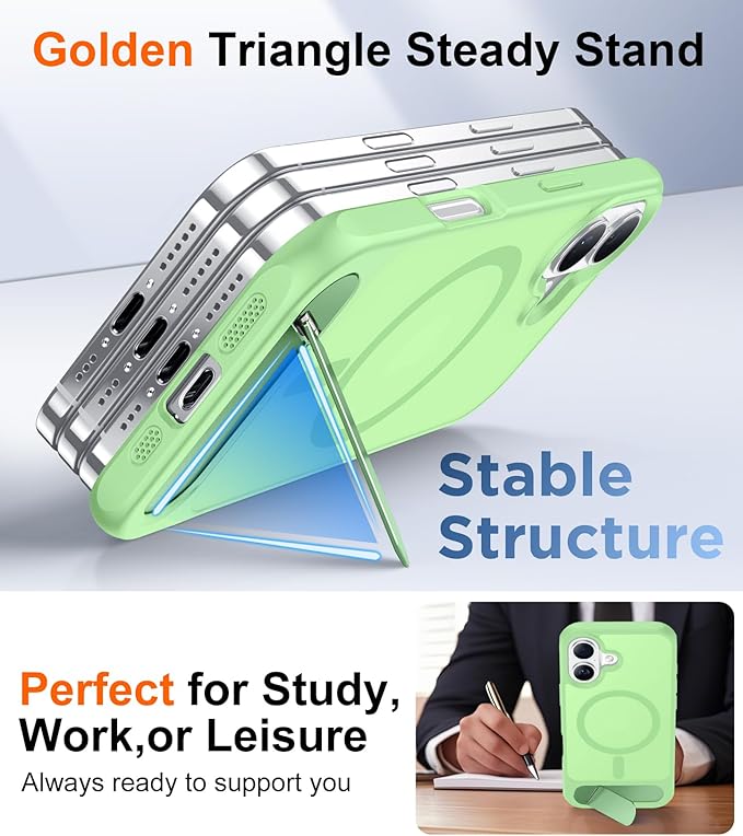 Magnetic Compatible with iPhone 16 Plus Case, [Built-in Invisible Kickstand][Compatible with MagSafe][Military Grade Shockproof] Slim Translucent Matte Phone Case for iPhone 16 Plus 6.7"