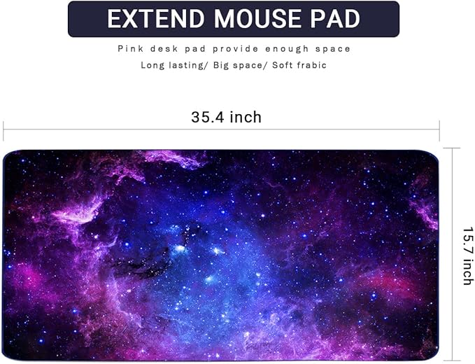 Extended Gaming Mouse Pad(35.4x15.7 in), Large Desk Pad Laptop Computer Keyboard Mat Waterproof Desk Decor Writing Pad for Work, Game, Office, Home - Galactic