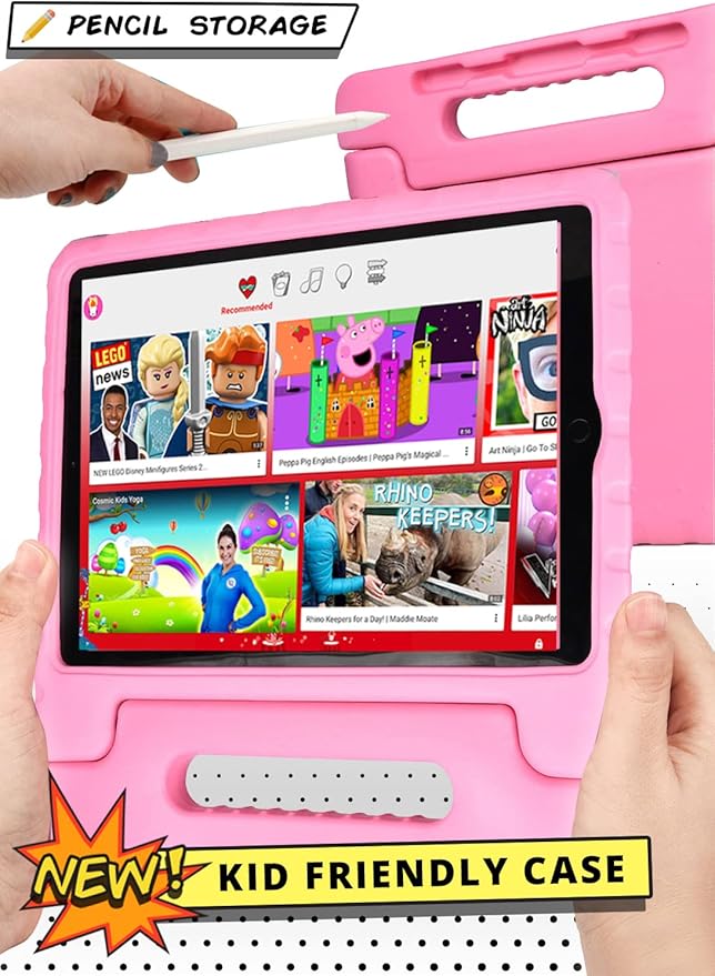 Official Cooper Dynamo Kids iPad Pro 12.9 Case for 1st/2nd Generation (2015/2017) | Unbreakable Protection, Magic Handle, Stand & Pencil Holder (NOT for 2018-2022 3rd-6th Gen) (Bubble Gum Pink)