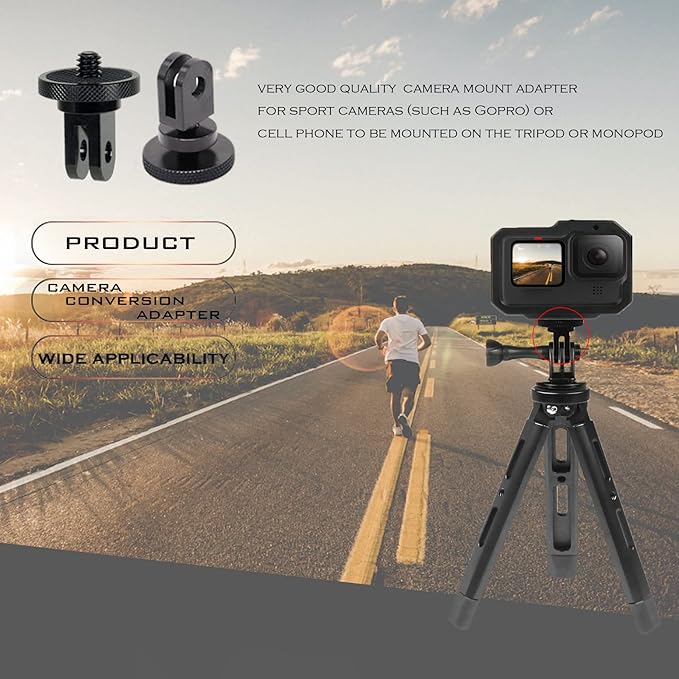 Niewalda Aluminum Camera Tripod Mount Adapter,2pcs ¼-20 Conversion Adapter for Tripod, Suitable for GoPro Hero/Sony/ Insta360 X3/ Sjcam/Action Camera and Other Standard 1/4 inch Accessories