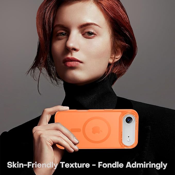 Newfuture Magnetic for iPhone Air Case [Compatible with Magsafe] [Military Grade Drop Protection] Translucent Matte Anti-Scratch Shockproof Protective Phone Cover 6.5 Inch, Orange