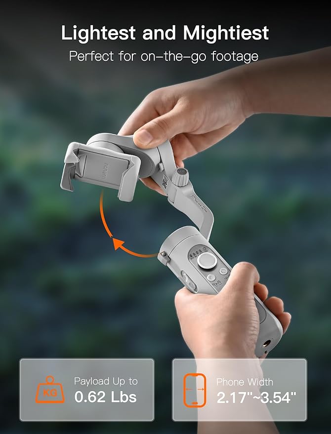 hohem iSteady XE Kit Gimbal Stabilizer for Smartphone, 3-Axis Phone Gimbal, Magnetic Fill Light, Portable and Foldable, Stabilizer for iPhone & Android, One-Key Inception, Ideal for Travel Vlogging