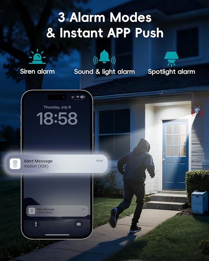 ZUMIMALL 2K Solar Security Cameras Wireless Outdoor, 360° PTZ Camera for Home Security with Color Night Vision, Flexible Mount, PIR Motion, 2-Way Talk, Free Cloud Storage, Compatible with Cloudedge