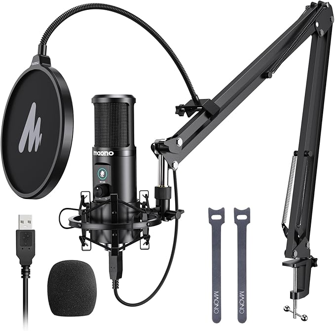 MAONO USB Recording Microphone Kit, Professional Condenser Microphone for PC with One-Touch Mute and Mic Gain Knob for Singing, Podcast, Studio, Streaming PM421