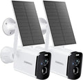ZUMIMALL Solar Security Cameras Wireless Outdoor - 2 Packs, 2K Camera for Home Security, Front Door, Yard & Driveway, Color Night Vision, 2.4GHz WiFi, 2-Way Talk, Spotlight & Siren, IP66/Alexa/Cloud