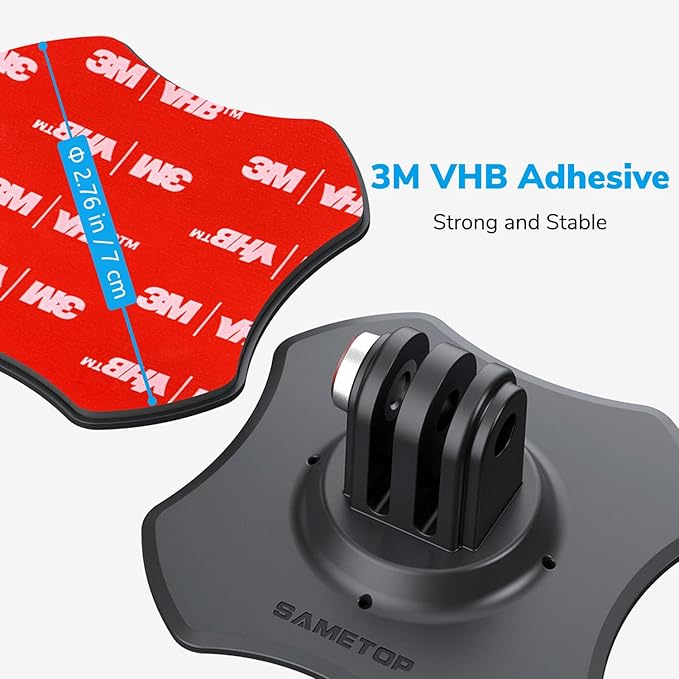 Flexible Adhesive Mount 3M Sticky Helmet Attachment Compatible with GoPro Hero 13 12 11 10 Max 9 8 7 6 Session Insta360 X5 X4 X3 X2 ONE DJI Osmo AKASO Action Cameras (2 Packs)