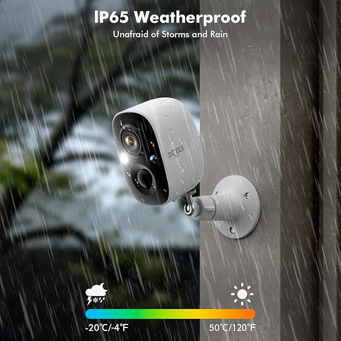 Dzees 2K Security Cameras Wireless Outdoor, Battery Powered AI Motion Detection Spotlight Siren Alarm WiFi Surveillance Indoor Home Camera, Color Night Vision, 2 Way Audio, SD/Cloud IP66, 4 Pack