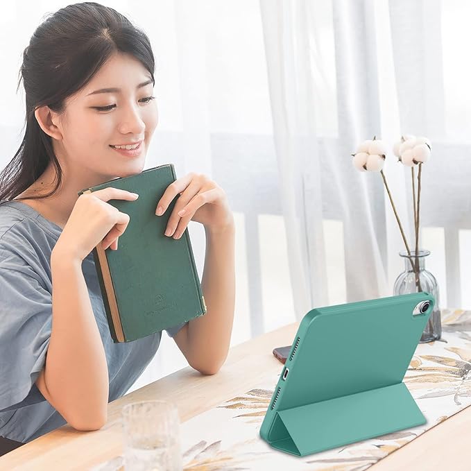 iMieet iPad mini 7 Case 2024 (A17 Pro), iPad mini 6 Case (8.3-Inch,2021 Model), iPad mini 7th/6th Generation Case with Pencil Holder, Trifold Stand Smart Case with Soft TPU Back,Forest Green
