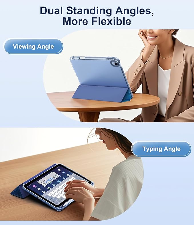 TiMOVO Case for iPad Air 11 Inch M4 2026/M3 2025/M2 2024, iPad Air 5th Generation 2022/4th Gen 2020 10.9 Inch with Pencil Holder, Stand Cover with Translucent Back, Auto Wake/Sleep, Blue Starry Sky